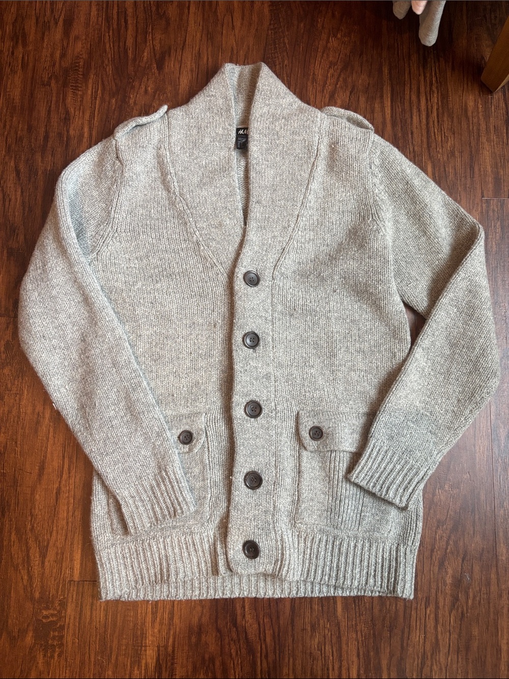 H&M Men's Shawl Collar Button-Front Cardigan - Light Gray